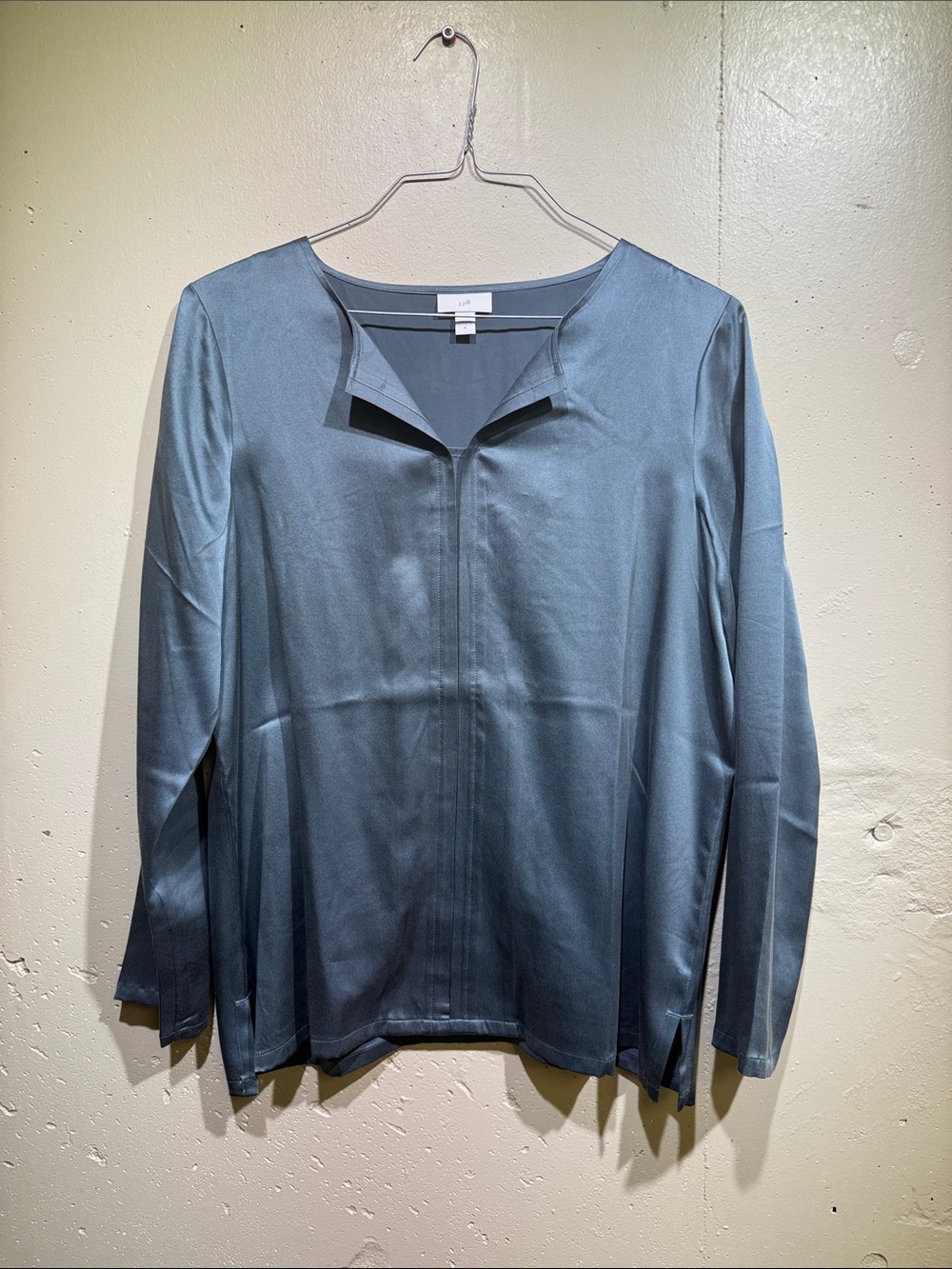 J.Jill Slate Blue Satin-Look Blouse